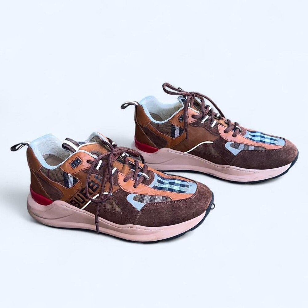 Burberry Vintage Check & Suede Low-Top Sneakers - Picture 4 of 8